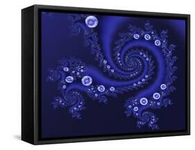 Marbleized Blue-Fractalicious-Framed Stretched Canvas