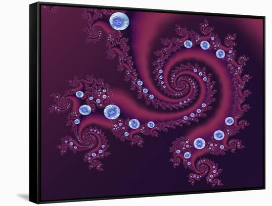 Marbleized Red-Fractalicious-Framed Stretched Canvas