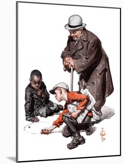 "Marbles Game,"March 28, 1925-Joseph Christian Leyendecker-Mounted Giclee Print