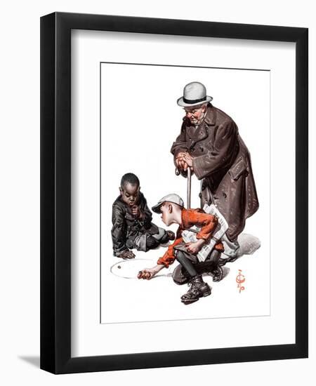 "Marbles Game,"March 28, 1925-Joseph Christian Leyendecker-Framed Premium Giclee Print