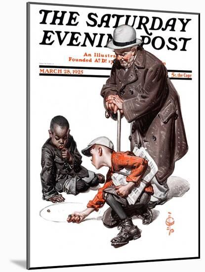 "Marbles Game," Saturday Evening Post Cover, March 28, 1925-Joseph Christian Leyendecker-Mounted Giclee Print