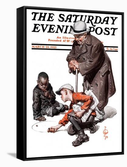 "Marbles Game," Saturday Evening Post Cover, March 28, 1925-Joseph Christian Leyendecker-Framed Stretched Canvas
