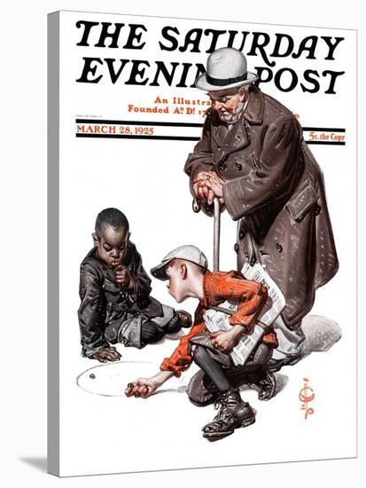 "Marbles Game," Saturday Evening Post Cover, March 28, 1925-Joseph Christian Leyendecker-Stretched Canvas