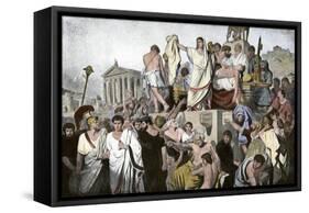 Marc Antony's Oration over Julius Caesar's Body in Ancient Rome, 44 Bc-null-Framed Stretched Canvas