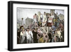 Marc Antony's Oration over Julius Caesar's Body in Ancient Rome, 44 Bc-null-Framed Giclee Print