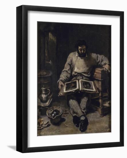 Marc Trapadoux examinant un livre d'estampes-Gustave Courbet-Framed Giclee Print