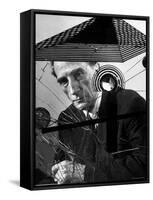 Marcel Duchamp Sitting Behind Example of Dada Art-Allan Grant-Framed Stretched Canvas