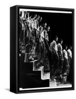 Marcel Duchamp Walking down Stairs in exposure of Famous Painting "Nude Descending a Staircase"-Eliot Elisofon-Framed Stretched Canvas