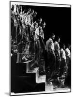 Marcel Duchamp Walking down Stairs in exposure of Famous Painting "Nude Descending a Staircase"-Eliot Elisofon-Mounted Photographic Print