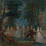 Scene in a Park, with Figures from the Commedia Dell'Arte, C.1735-Marcellus the Younger Laroon-Mounted Giclee Print