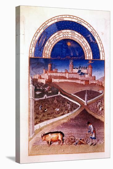 March, 1412-1416-Hermann Limbourg-Stretched Canvas