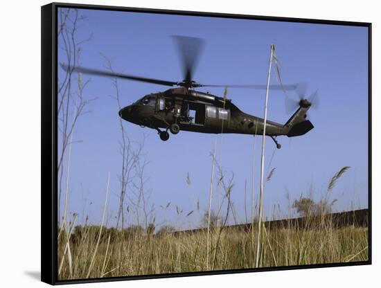 March 31, 2007, a US Army UH-60 Black Hawk Helicopter Prepares to Pick up Soldiers-Stocktrek Images-Framed Stretched Canvas