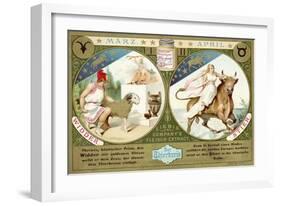 March and April: Aries and Taurus-null-Framed Giclee Print