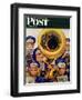 "March Band at Football Game," Saturday Evening Post Cover, October 19, 1946-Stevan Dohanos-Framed Giclee Print