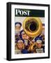 "March Band at Football Game," Saturday Evening Post Cover, October 19, 1946-Stevan Dohanos-Framed Premium Giclee Print