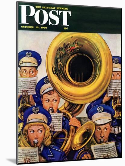 "March Band at Football Game," Saturday Evening Post Cover, October 19, 1946-Stevan Dohanos-Mounted Premium Giclee Print