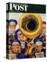 "March Band at Football Game," Saturday Evening Post Cover, October 19, 1946-Stevan Dohanos-Stretched Canvas