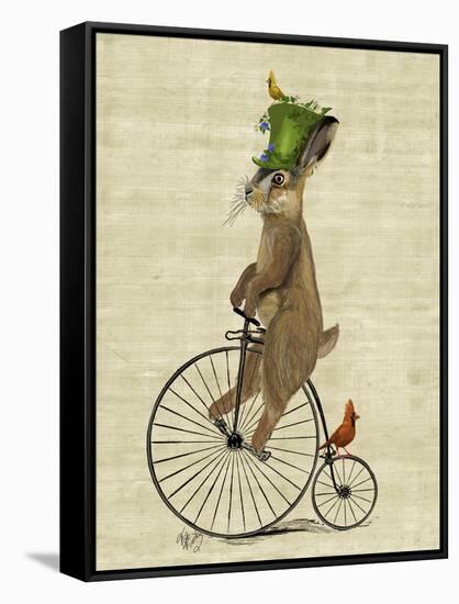 March Hare on Penny Farthing-Fab Funky-Framed Stretched Canvas