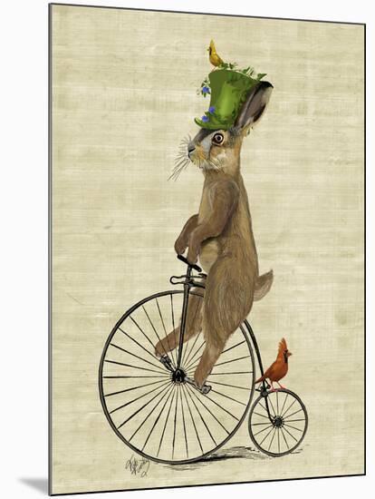March Hare on Penny Farthing-Fab Funky-Mounted Art Print