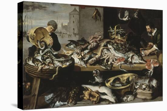 Marchands de poissons à leur étal-Frans Snyders-Stretched Canvas