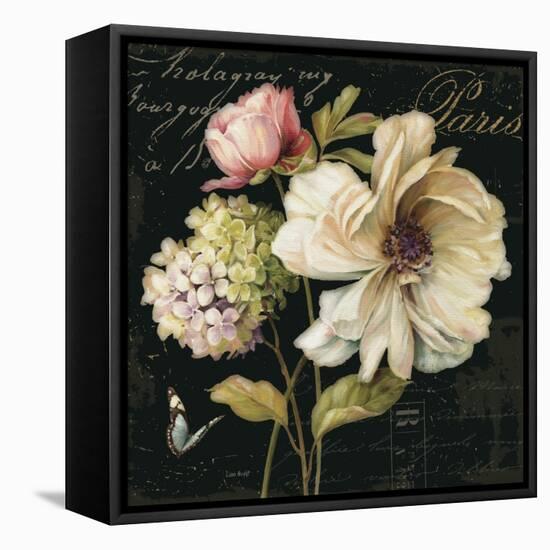 Marche de Fleurs on Black II-Lisa Audit-Framed Stretched Canvas