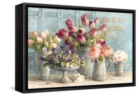 Marche des Fleurs Blue Gold-Danhui Nai-Framed Stretched Canvas