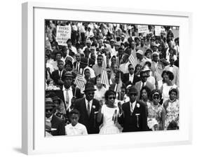 Marchers Carrying American Flags and Signs During the Walk to Freedom For Racial Equality-Francis Miller-Framed Photographic Print