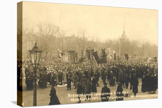 Marchers in St Petersburg, Russian Revolution, 1917-null-Stretched Canvas