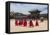 Marching Band in Bright Traditional Dress, South Korea-Eleanor Scriven-Framed Stretched Canvas