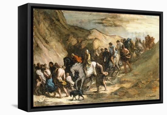 Marching Crowd-Honore Daumier-Framed Stretched Canvas