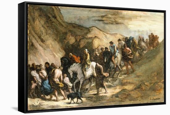 Marching Crowd-Honore Daumier-Framed Stretched Canvas