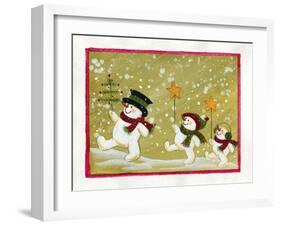 Marching Snowmen-Beverly Johnston-Framed Giclee Print