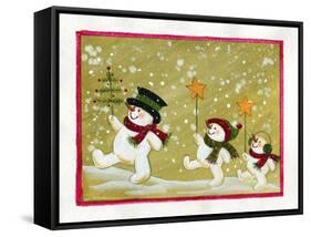 Marching Snowmen-Beverly Johnston-Framed Stretched Canvas