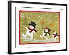 Marching Snowmen-Beverly Johnston-Framed Giclee Print