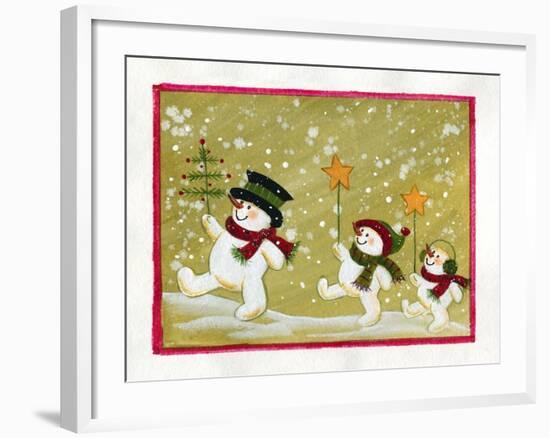 Marching Snowmen-Beverly Johnston-Framed Giclee Print