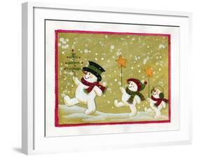 Marching Snowmen-Beverly Johnston-Framed Giclee Print