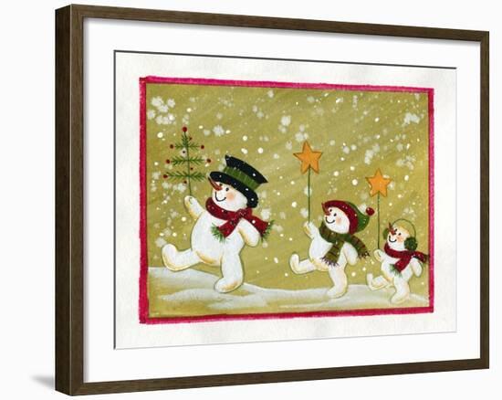 Marching Snowmen-Beverly Johnston-Framed Giclee Print