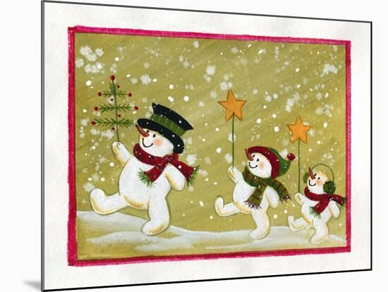 Marching Snowmen-Beverly Johnston-Mounted Giclee Print
