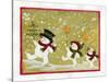Marching Snowmen-Beverly Johnston-Stretched Canvas