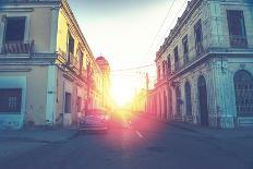 Car Drive in Havana Street, Faded and Filtered Vintage Photo Effect-Marcin Jucha-Photographic Print