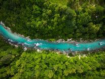 River Soca Cutting Trough Forest, Slovenia. Drone Photo.-Marcin Jucha-Photographic Print