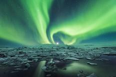Jokulsarlon, East Iceland, Iceland. Northern lights over the glacier lagoon.-Marco Bottigelli-Photographic Print