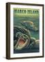 Marco Island - Alligators-Lantern Press-Framed Art Print