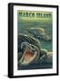 Marco Island - Alligators-Lantern Press-Framed Art Print