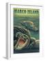 Marco Island - Alligators-Lantern Press-Framed Art Print