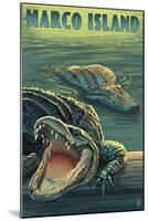Marco Island - Alligators-Lantern Press-Mounted Art Print