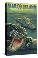 Marco Island - Alligators-Lantern Press-Stretched Canvas