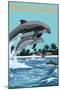 Marco Island - Dolphins Jumping-Lantern Press-Mounted Art Print