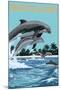 Marco Island - Dolphins Jumping-Lantern Press-Mounted Art Print