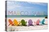 Marco Island, Florida - Colorful Beach Chairs-Lantern Press-Stretched Canvas